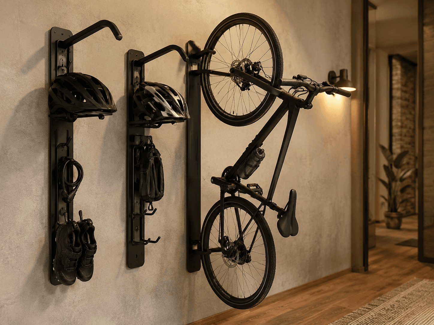 Bike & Gear Rack — Space-saving bike storage for a hallway or garage.