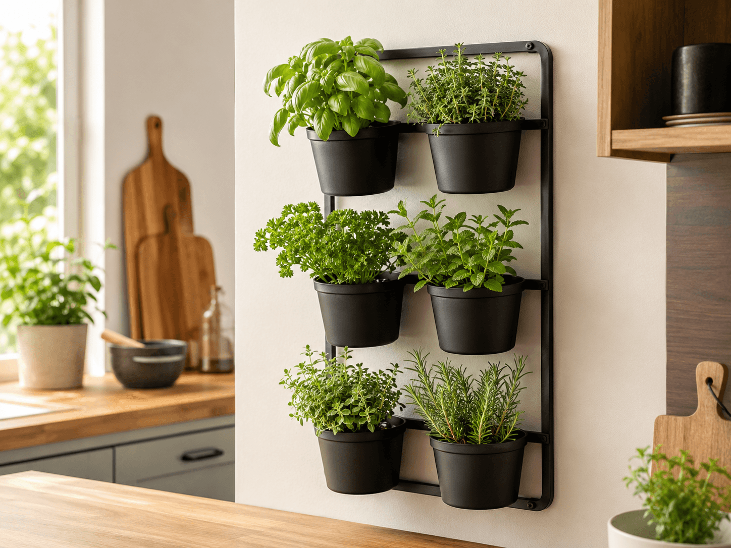 Herb Wall Kit — Vertical herb growing for the kitchen or balcony.